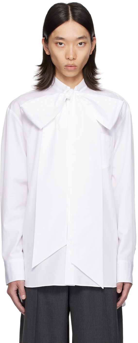 Simone Rocha White Front Bow Easy Shirt Simone Rocha