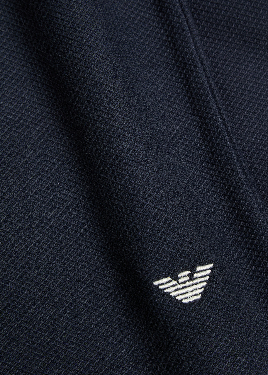 Emporio Armani Logo-embroidered Piqué Cotton Shorts Navy