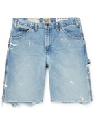 GALLERY DEPT. - Carpenter Paint-Splattered Distressed Denim Shorts - Blue - UK/US 32