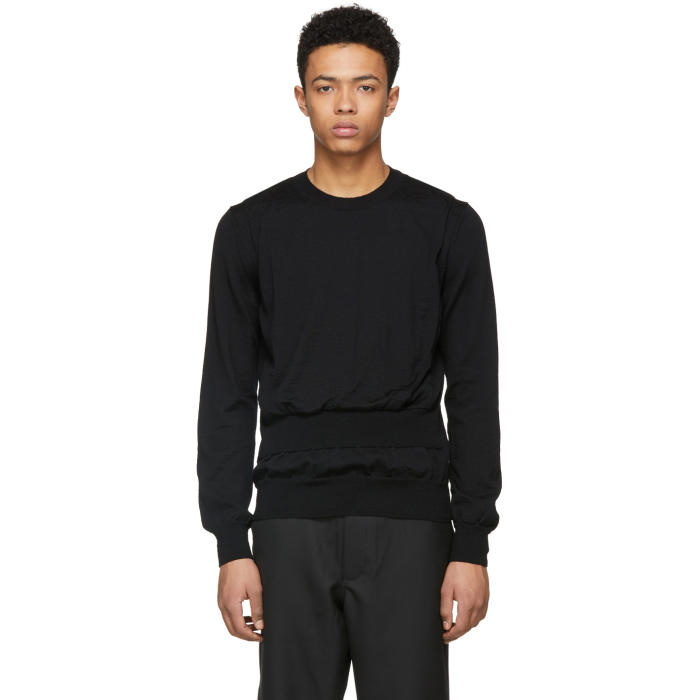 Photo: Comme des Garçons Shirt Black Wool Intarsia Sweater