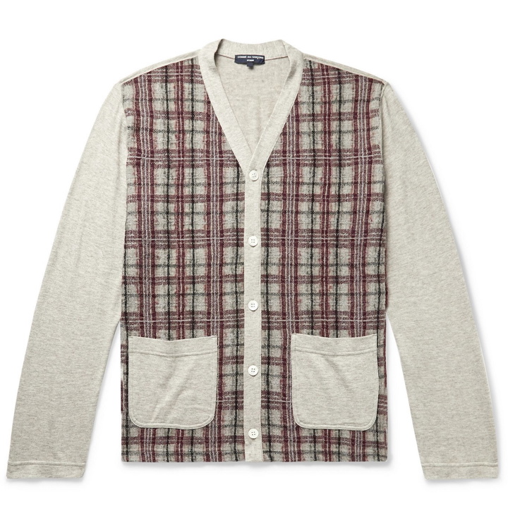 Photo: Comme des Garçons HOMME - Jacquard-Panelled Mélange Cotton and Wool-Blend Cardigan - Neutrals