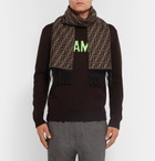 Fendi - Fringed Logo-Intarsia Wool Scarf - Brown