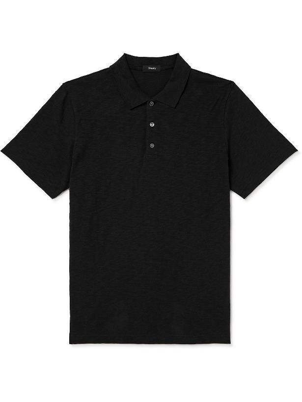 Photo: Theory - Bron Cotton-Jersey Polo Shirt - Black