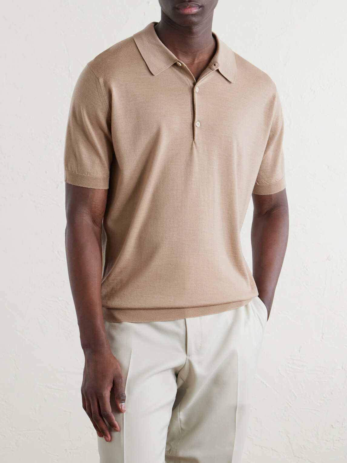 John Smedley - Macloud Knitted Merino Wool Polo Shirt - Neutrals