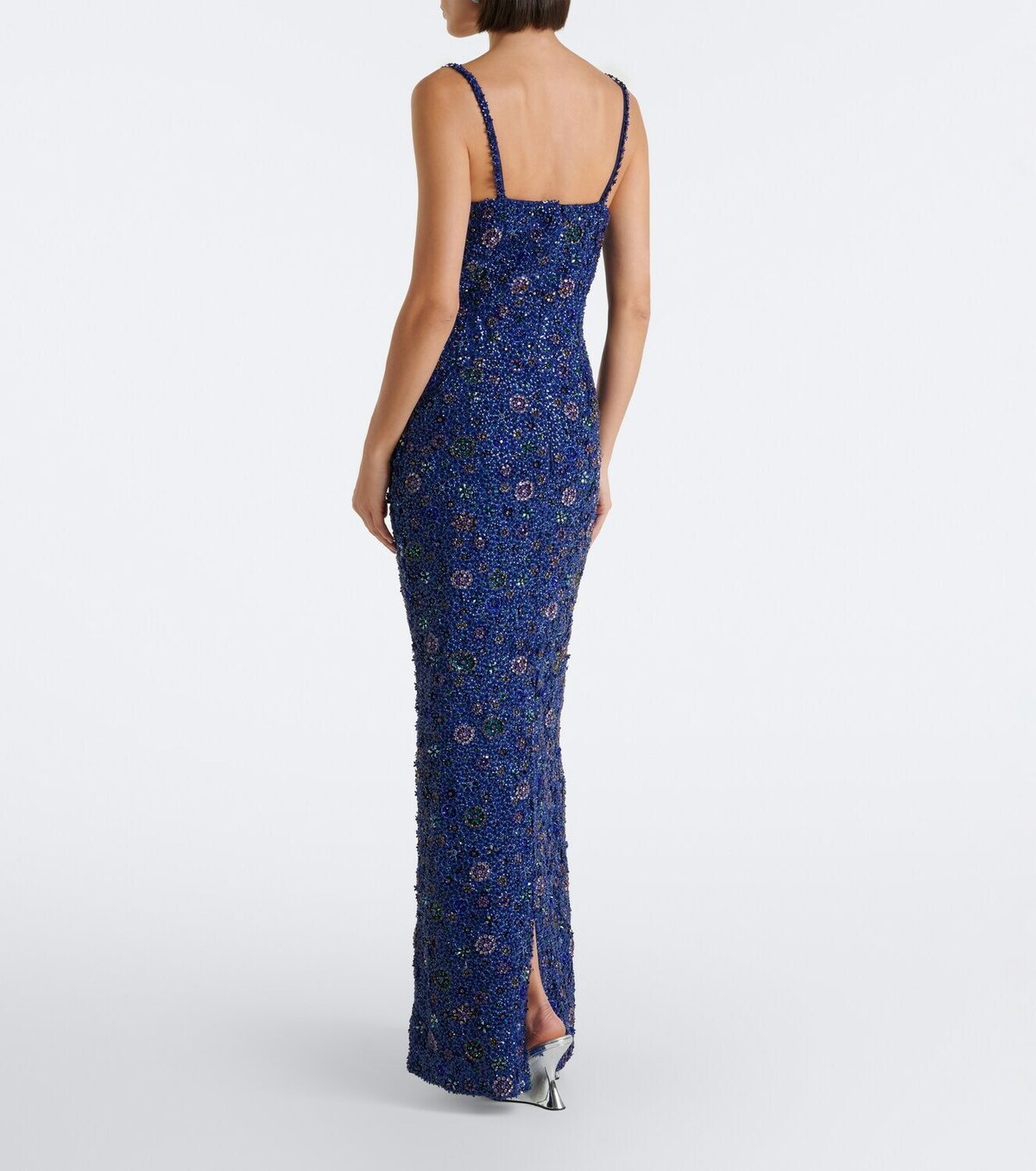 Là Fuori Crystal Midnight sequined silk minidress