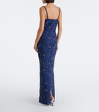 Là Fuori Crystal Midnight sequined silk minidress