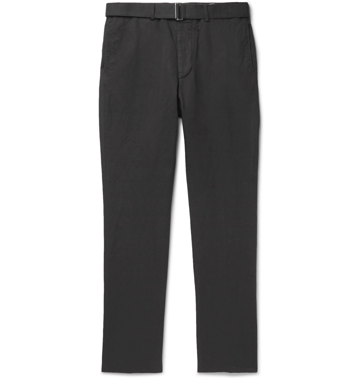 Photo: Officine Generale - Charcoal Paul Tapered Garment-Dyed Cotton and Linen-Blend Trousers - Gray