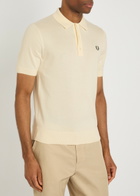 Fred Perry Logo-embroidered Fine Cotton-knit Polo Shirt Ecru