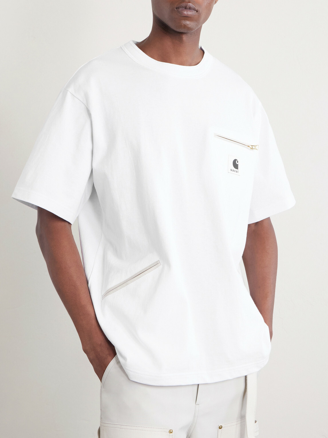 Sacai - Carhartt WIP Logo-Appliquéd Cotton-Jersey T-Shirt - White
