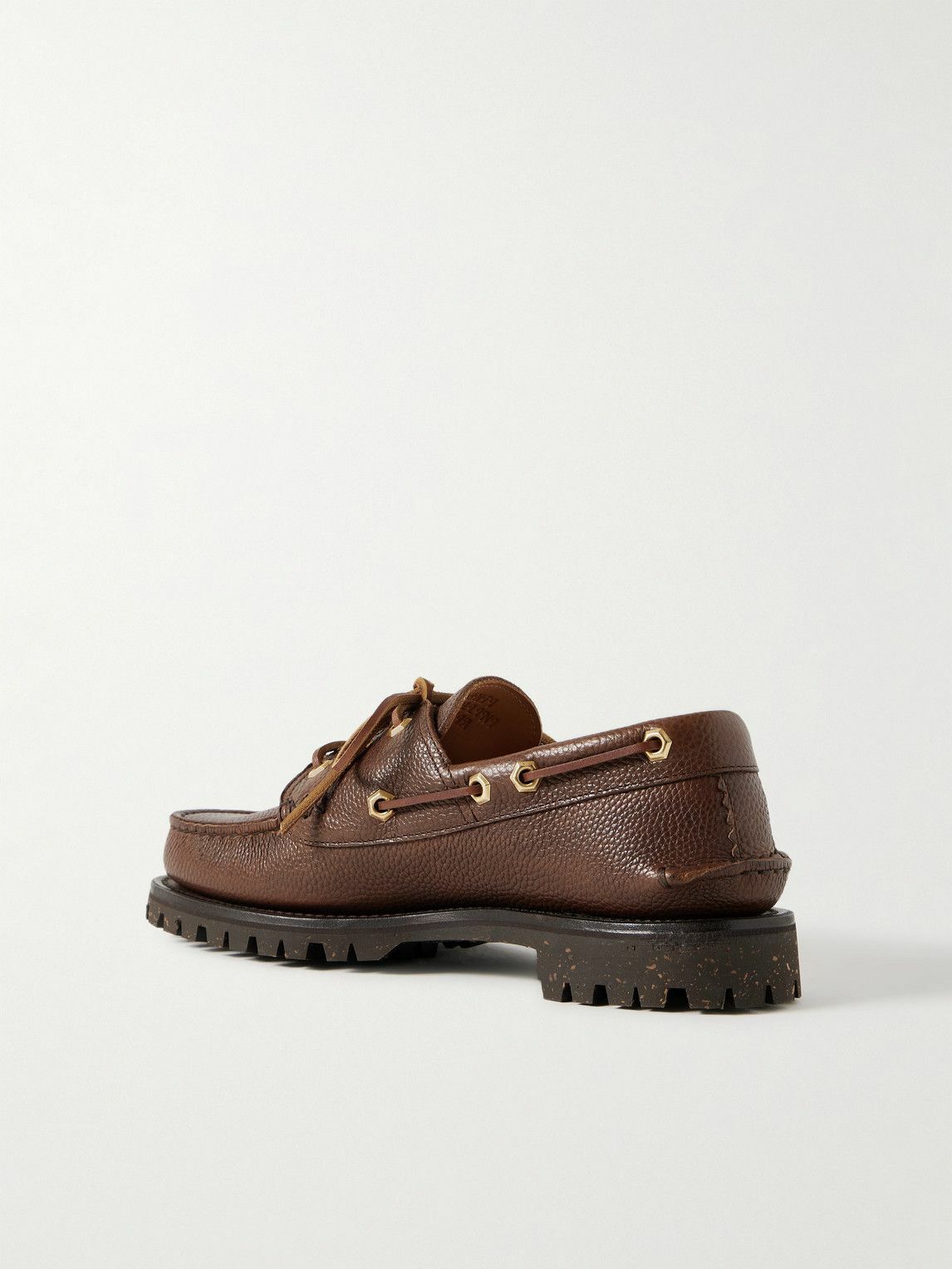 Yuketen - Pebble-Grain Leather Boat Shoes - Brown