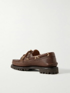 Yuketen - Pebble-Grain Leather Boat Shoes - Brown