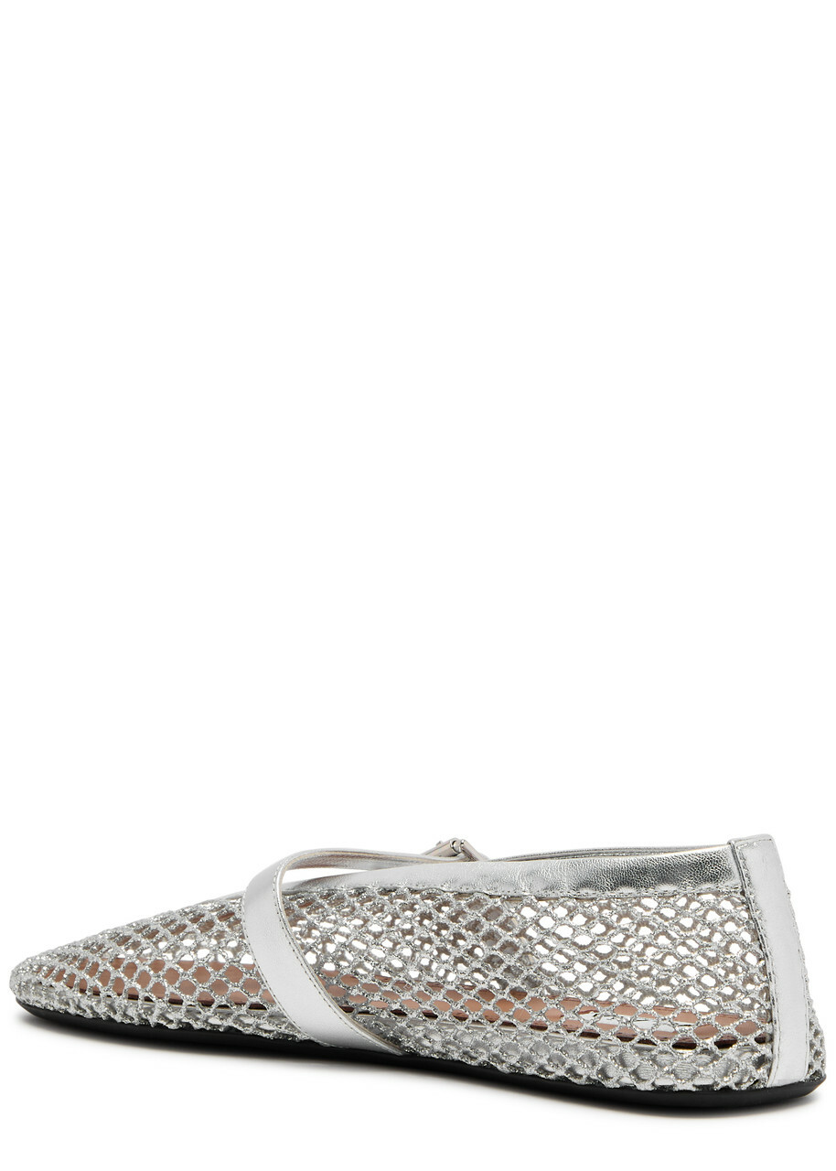 Alaïa Metallic Mesh Ballet Flats Silver