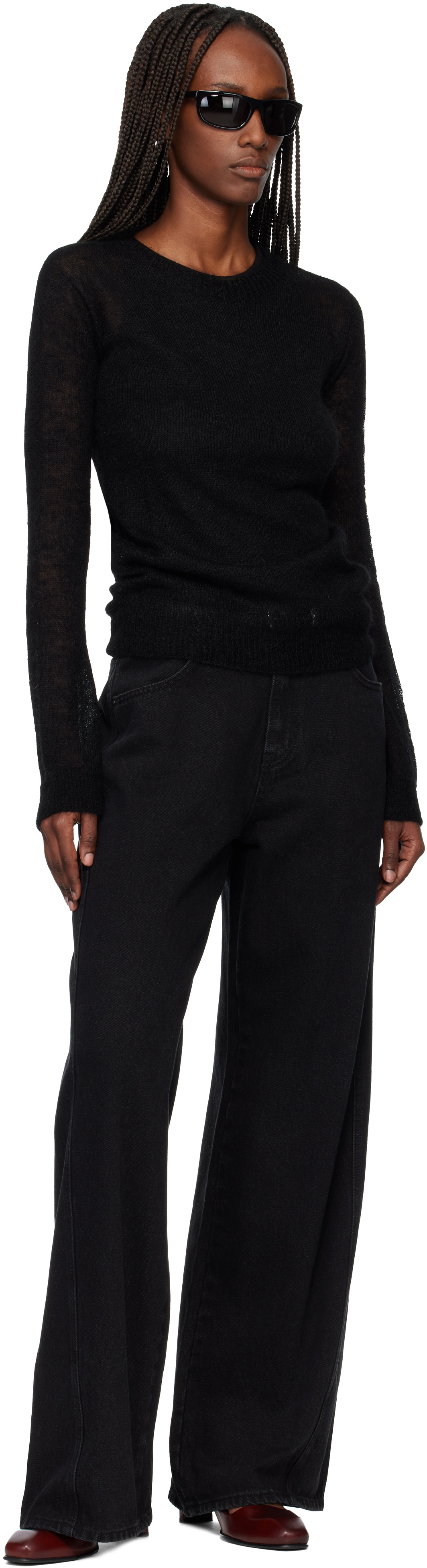 TONYWACK Black Light Weight Mohair Sweater