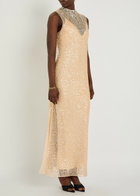 Shona Joy Everly Sequin-embellished Stretch-mesh Maxi Dress Beige
