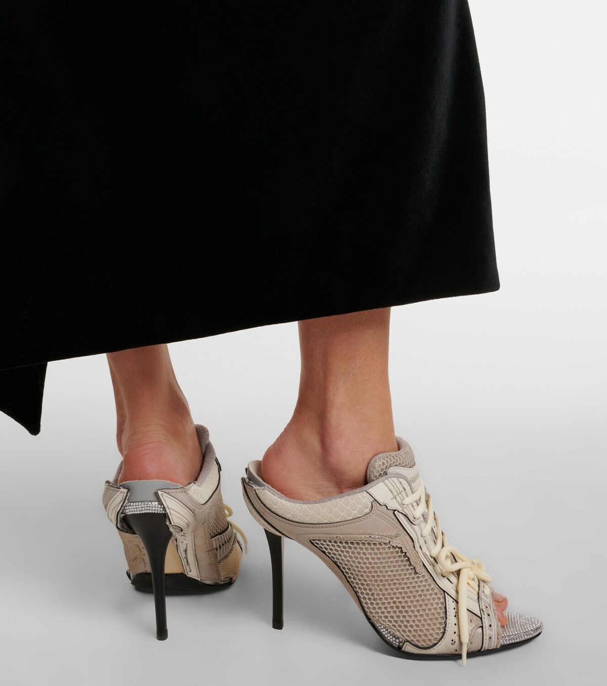 Balenciaga Stapler embellished leather-trimmed mules