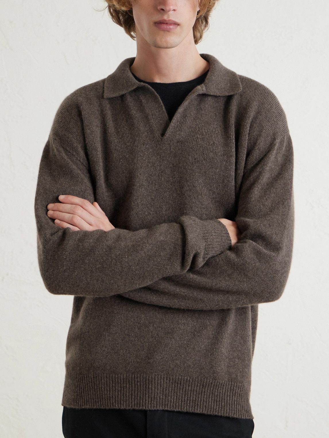 The Row - Leach Cashmere Polo Shirt - Brown