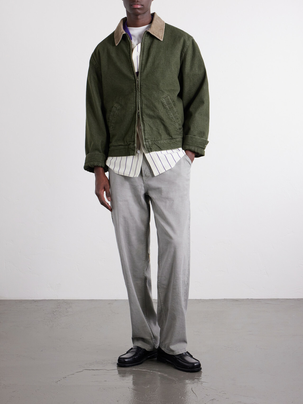 Aimé Leon Dore - Corduroy-Trimmed Denim Jacket - Green