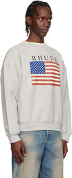 Rhude Gray USA Flag Sweatshirt