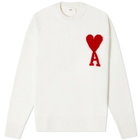 AMI Women's ADC Large Crew Knit Sweater in Off-White/Red
