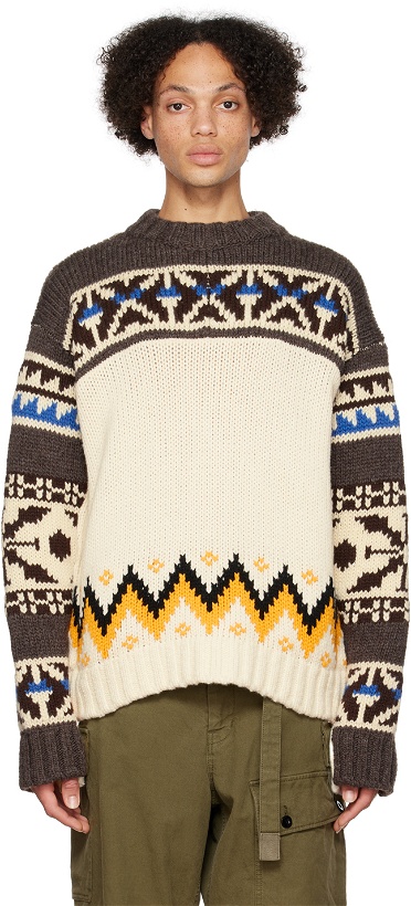 Photo: sacai Brown & Off-White Nordic Sweater