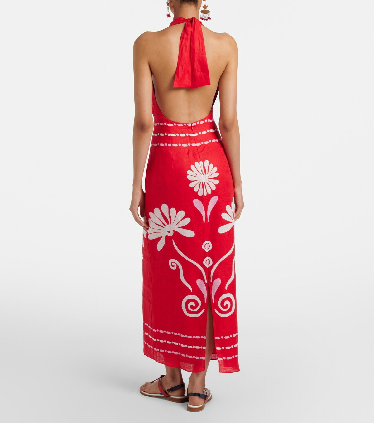 Cala de la Cruz Orly printed halterneck linen midi dress