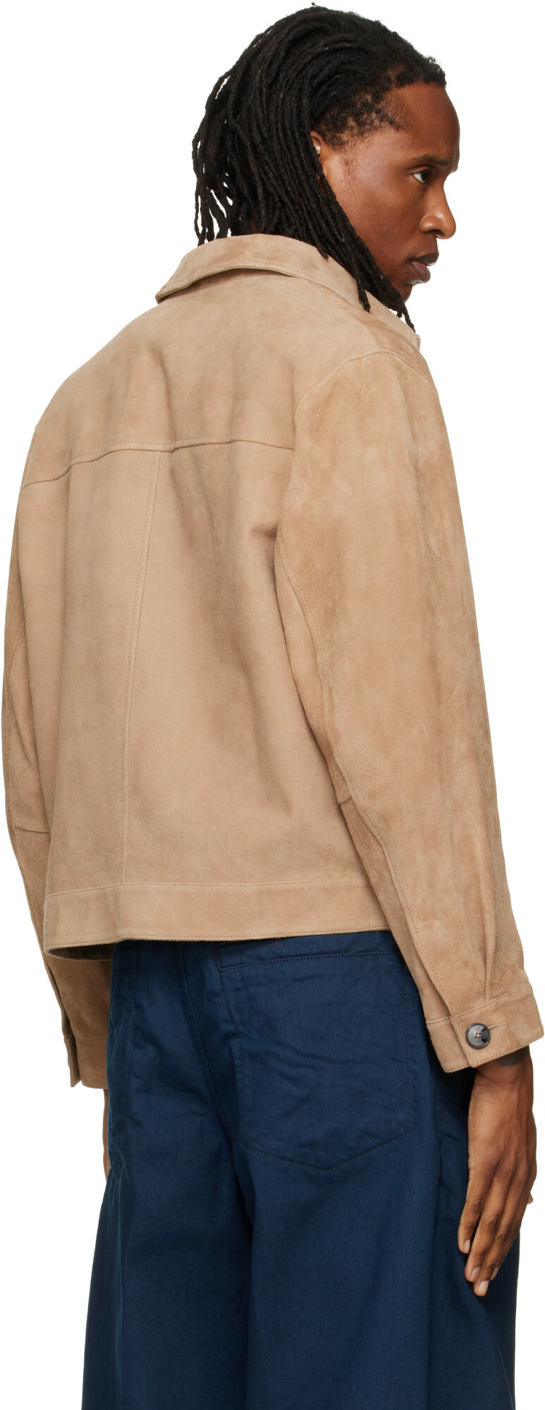 Hugo Beige Suede Stitched Pocket Detail Jacket
