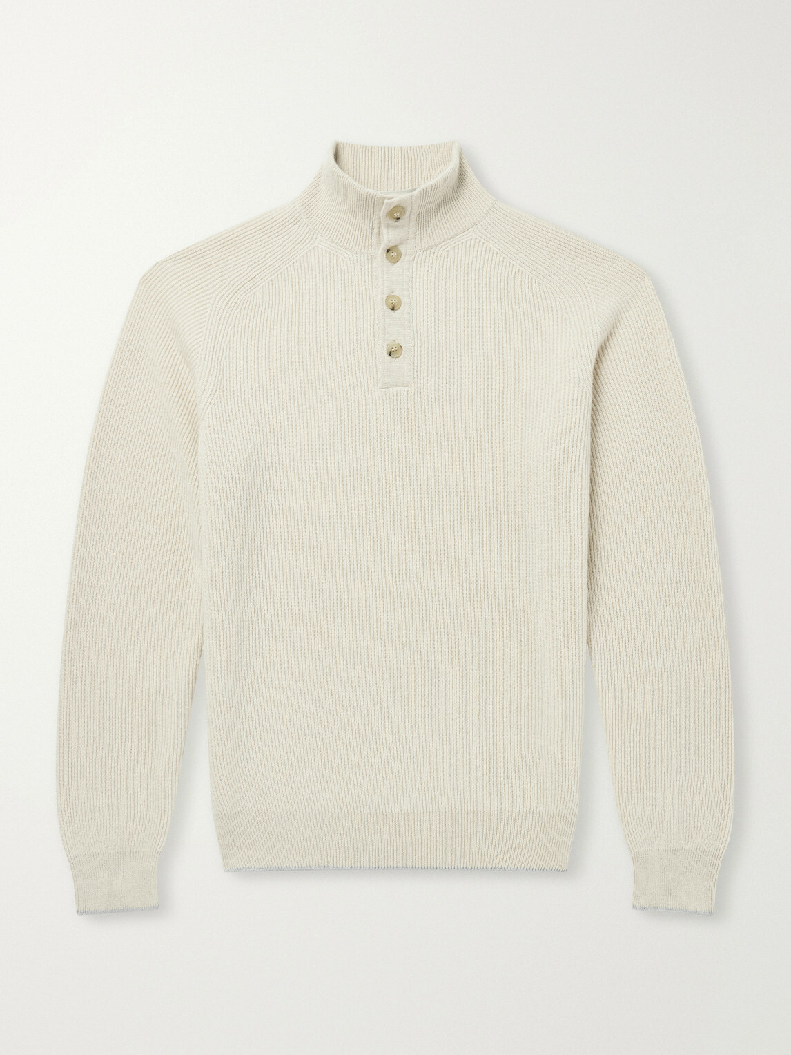 FEDELI - Kyoto Ribbed Cashmere Polo Shirt - Neutrals