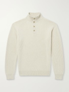 FEDELI - Kyoto Ribbed Cashmere Polo Shirt - Neutrals
