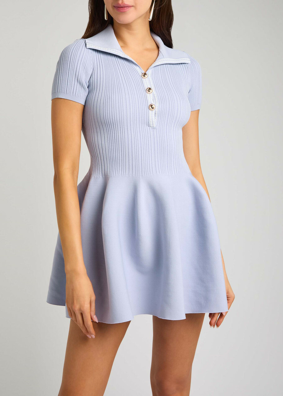 Self-portrait Ribbed Stretch-knit Mini Dress Lilac