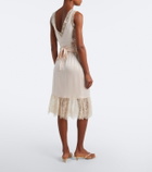 Posse Blake lace-trimmed silk satin midi skirt