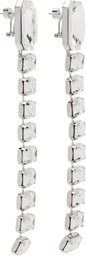 AREA Silver Baguette Crystal Drop Earrings
