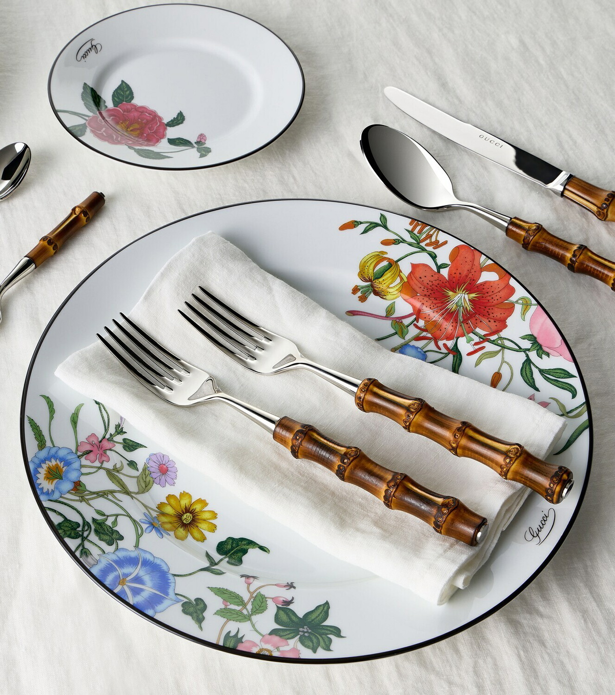 Gucci Bamboo set of 2 stainless steel forks