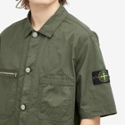 Stone Island Men's Stretch-TC Garment Dyed Short Sleeve Overshirt in Musk