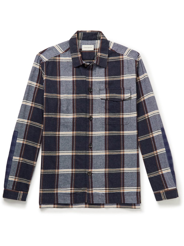 Photo: Oliver Spencer - Avery Checked Cotton-Flannel Overshirt - Blue