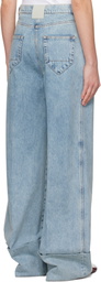 Lanvin Blue Wide-Leg Cuffed Jeans