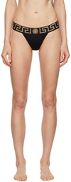 Versace Underwear Black Greca Border Thong
