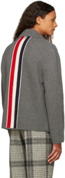Thom Browne Grey Boiled Wool RWB Stripe Jacket