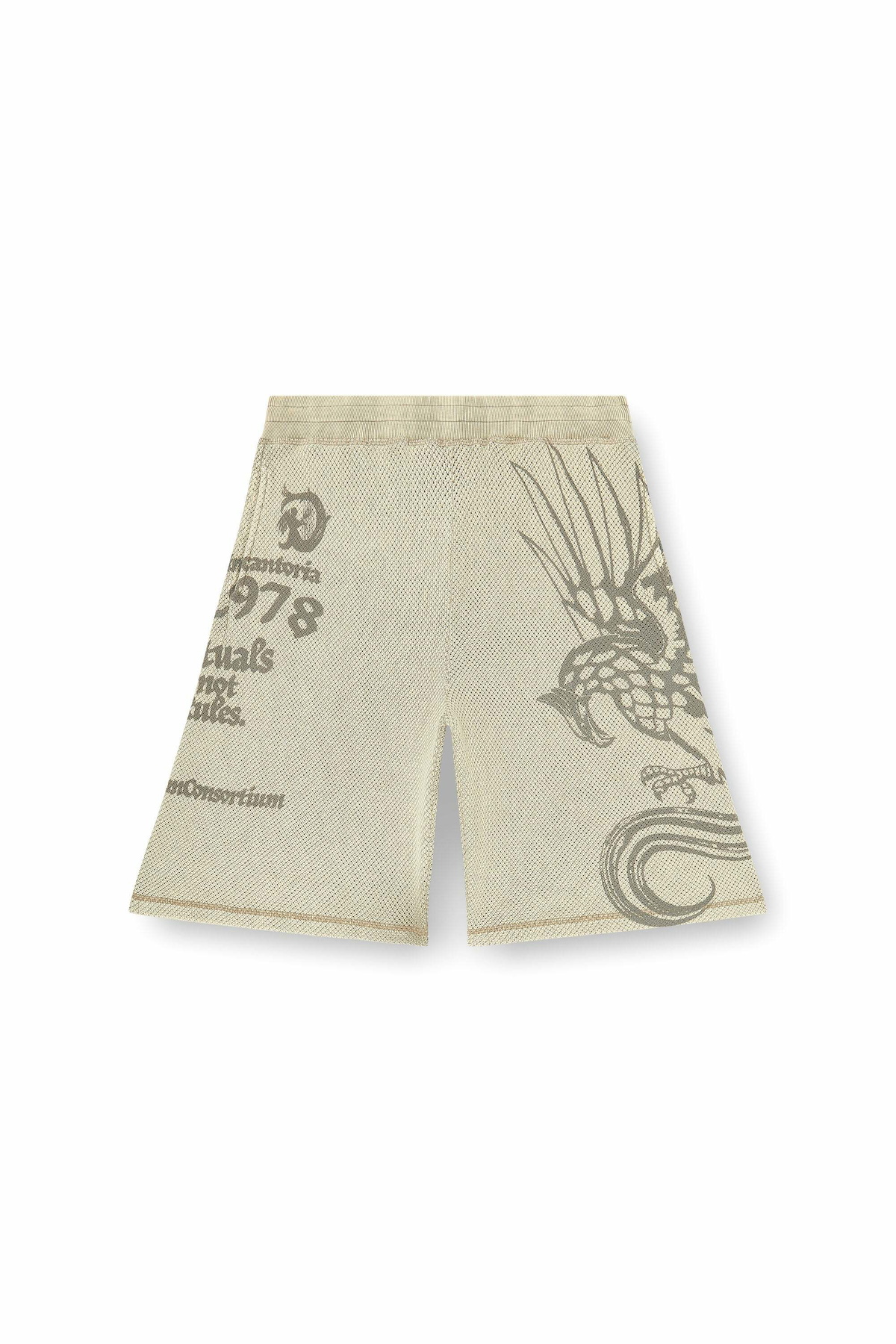 Diesel Mesh cotton sweatshorts with prints - Shorts Mens in Beige