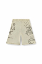 Diesel Mesh cotton sweatshorts with prints - Shorts Mens in Beige