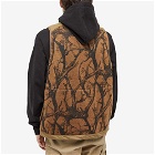Norbit by Hiroshi Nozawa Men's Horn Tree Print Wool Boa Vest in Brown