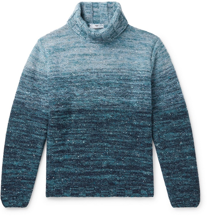 Photo: Inis Meáin - Mélange Merino Wool and Cashmere-Blend Rollneck Sweater - Blue
