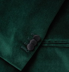 SALLE PRIVÉE - Green Ander Slim-Fit Satin-Trimmed Cotton-Velvet Tuxedo Jacket - Green