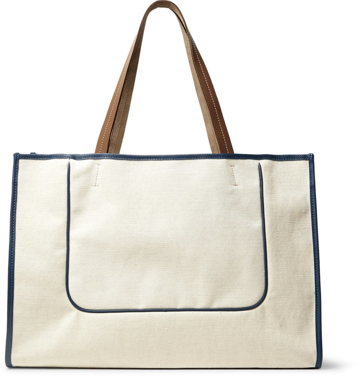 Photo: Connolly - Leather-Trimmed Canvas Tote Bag - Neutrals