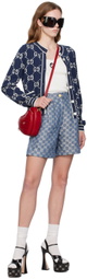 Gucci Blue GG Denim Shorts