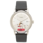 Timex x Peanuts Marlin Automatic 40mm Watch in Silver/Black 