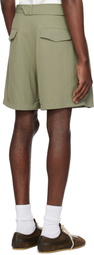 RECTO Khaki Wrinkle Detail Belted Shorts