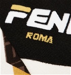 Fendi - Logo-Intarsia Stretch Cotton-Blend Socks - Men - Black
