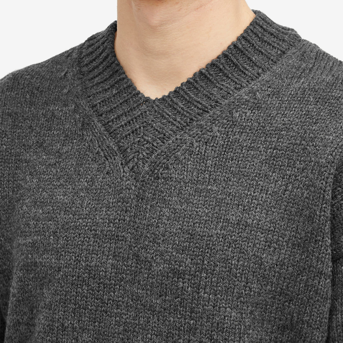 Our Legacy Men's Sonar V Neck Knit Sweat in Ash Melange Stately Wool