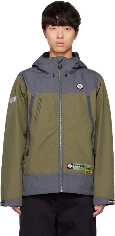 Photo: AAPE by A Bathing Ape Green & Gray Hooded Jacket