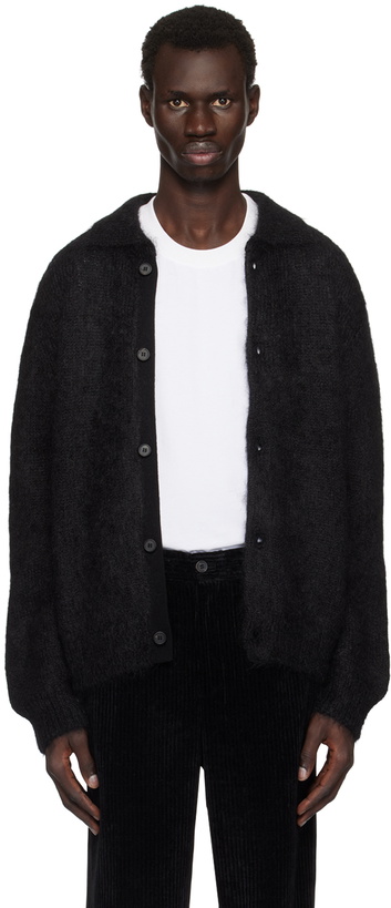 Photo: Solid Homme Black Mohair Collar Neck Cardigan